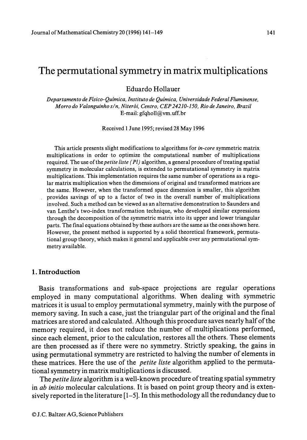 The permutational symmetry in matrix multiplications by Unknown