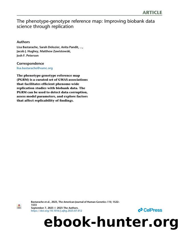 The phenotype-genotype reference map: Improving biobank data science through replication by unknow
