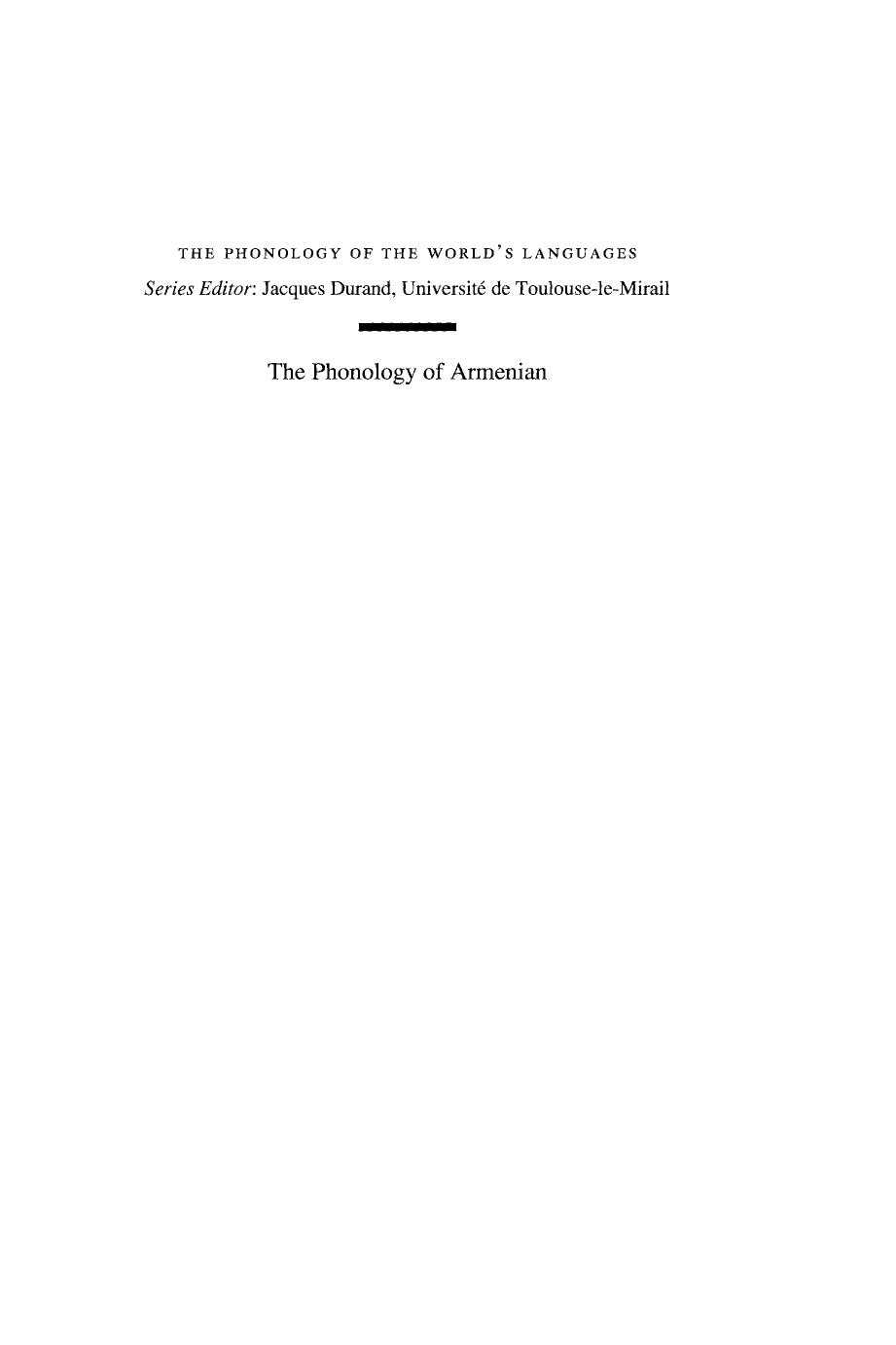 The phonology of Armenian by Bert Vaux