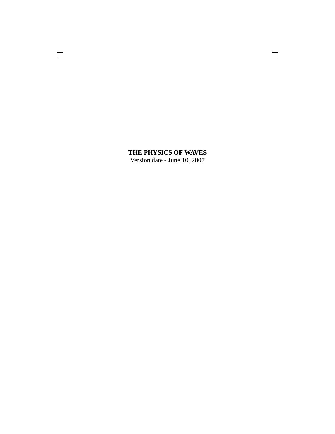 The physics of waves by Howard Georgi