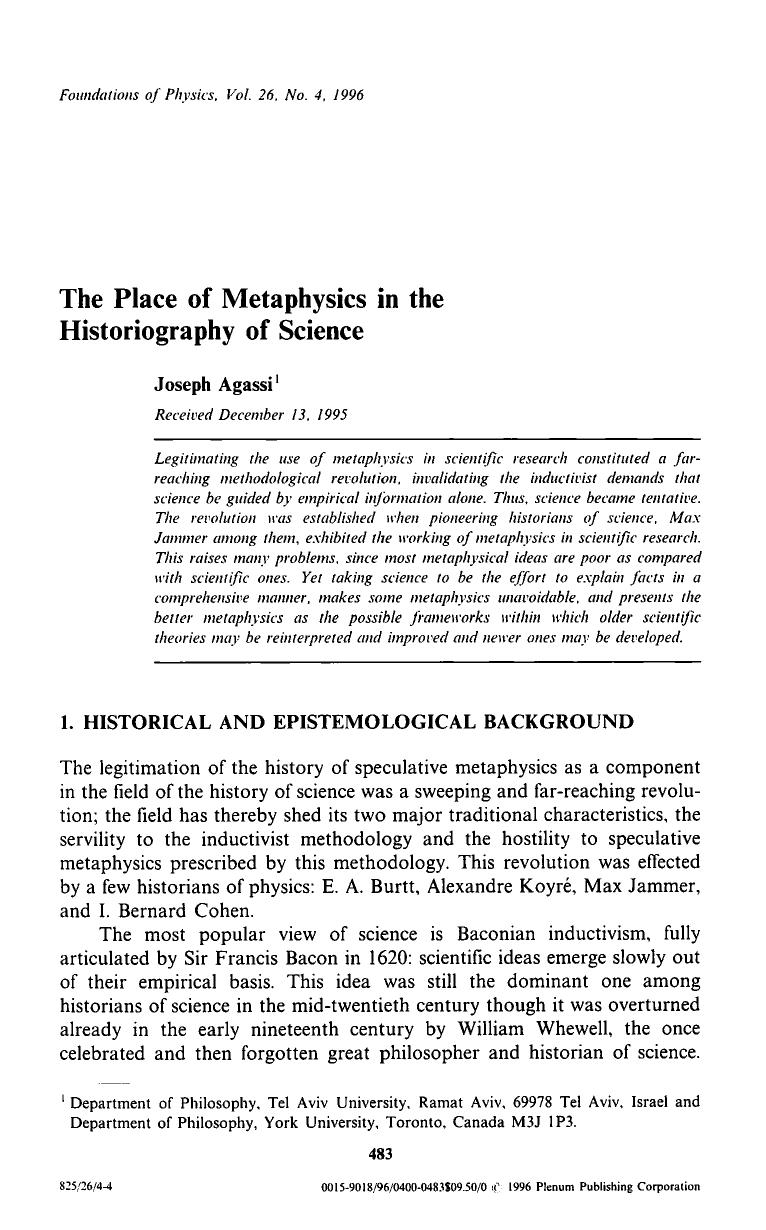 The place of metaphysics in the historiography of science by Unknown