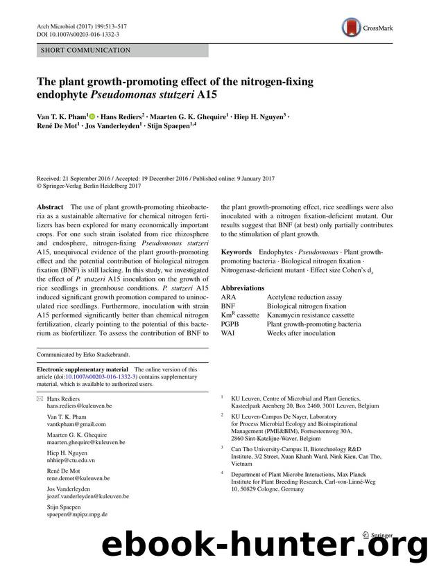 The plant growth-promoting effect of the nitrogen-fixing endophyte Pseudomonas stutzeri A15 by Van T. K. Pham
