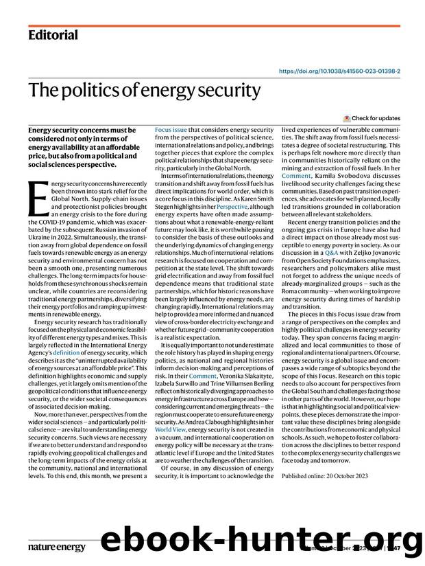 The politics of energy security by Unknown
