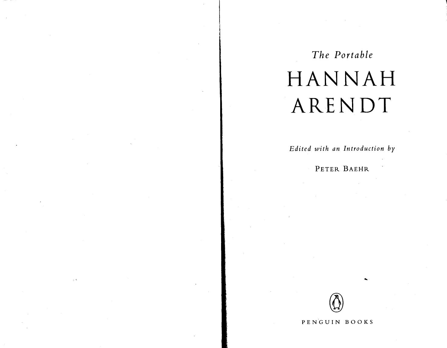 The portable Hannah Arendt by edited & an introduction by Peter Baehr