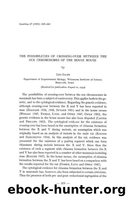 The possibilities of crossing-over between the sex chromosomes of the house mouse by Unknown