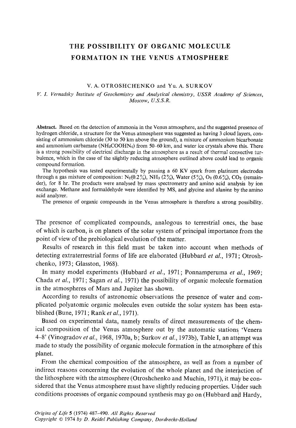 The possibility of organic molecule formation in the Venus atmosphere by Unknown
