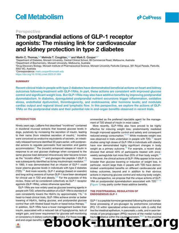 The postprandial actions of GLP-1 receptor agonists: The missing link for cardiovascular and kidney protection in type 2 diabetes by Merlin C. Thomas & Melinda T. Coughlan & Mark E. Cooper