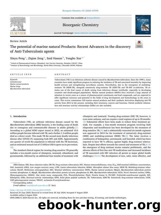 The potential of marine natural Products: Recent Advances in the discovery of Anti-Tuberculosis agents by Xinyu Peng & Ziqian Zeng & Said Hassan & Yongbo Xue