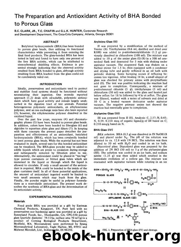 The preparation and antioxidant activity of BHA bonded to porous glass by Unknown