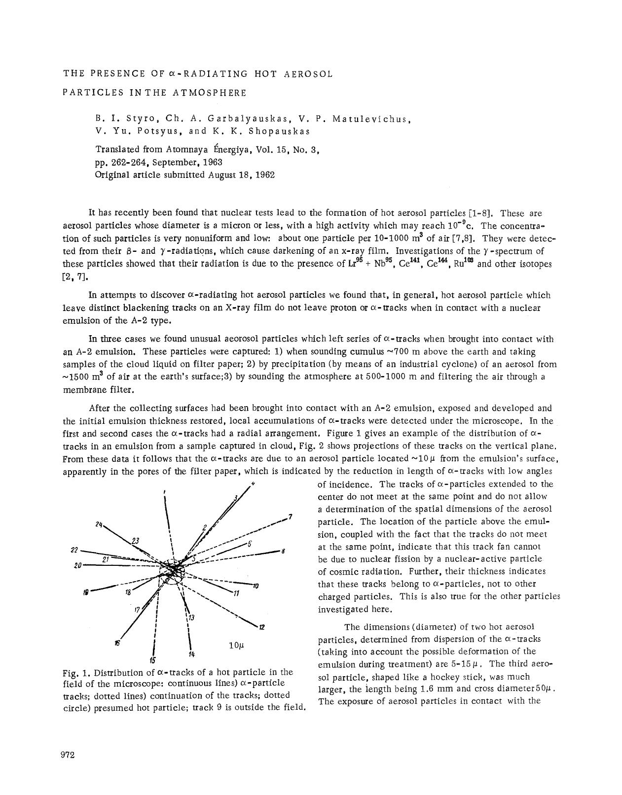 The presence of &#x03B1;-radiating hot aerosol particles in the atmosphere by Unknown
