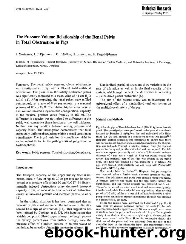 The pressure volume relationship of the renal pelvis in total obstruction in pigs by Unknown
