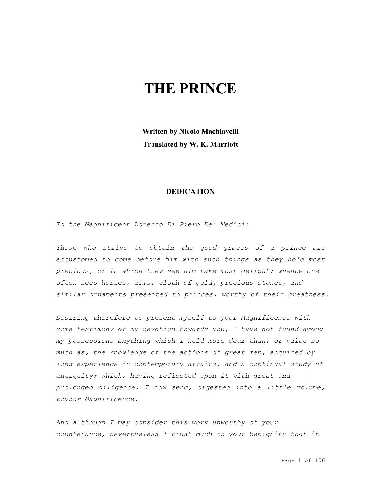 The prince (en) by Machiavelli Niccolo