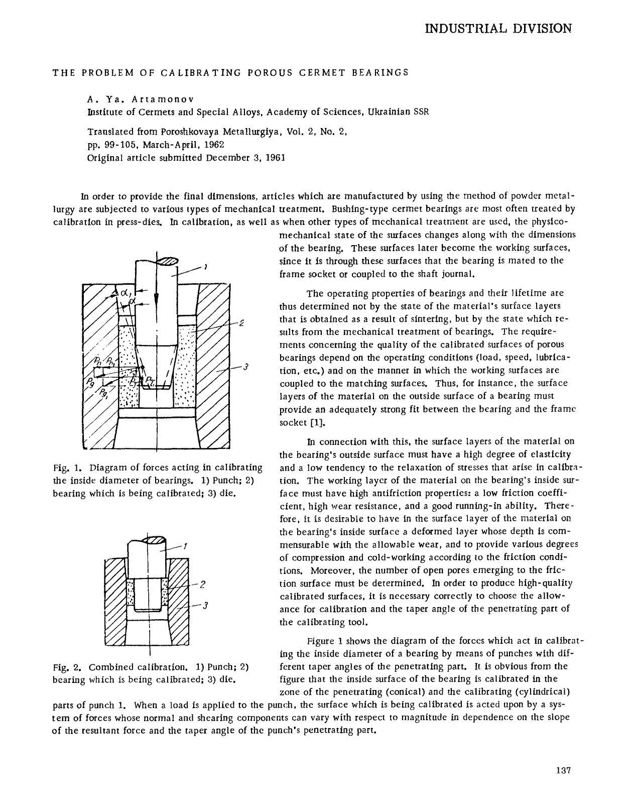 The problem of calibrating porous cermet bearings by Unknown