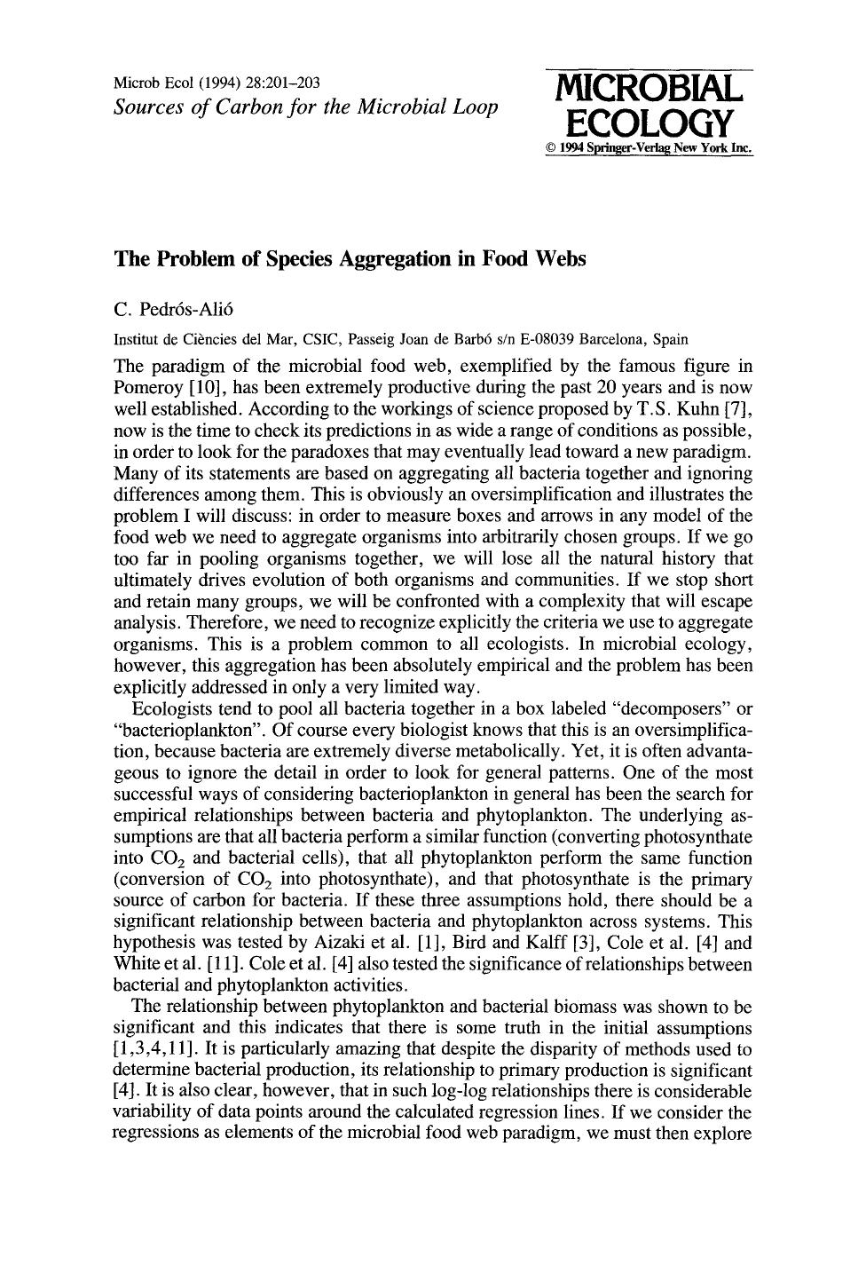 The problem of species aggregation in food webs by Unknown