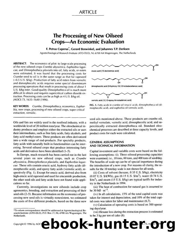 The processing of new oilseed crops—An economic evaluation by Unknown