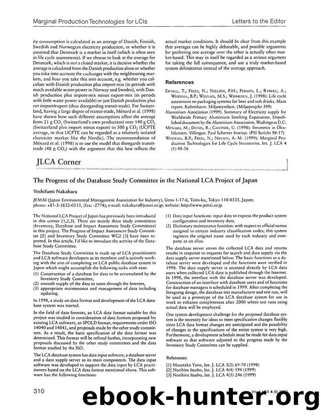 The progress of the database study committee in the national LCA project of Japan by Unknown