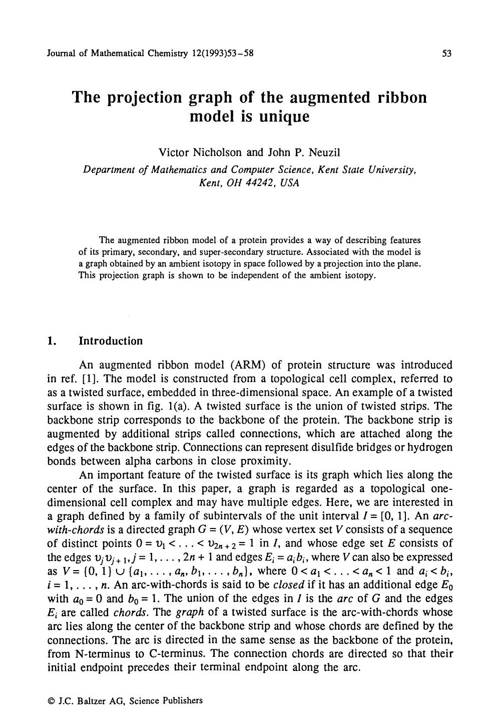 The projection graph of the augmented ribbon model is unique by Unknown
