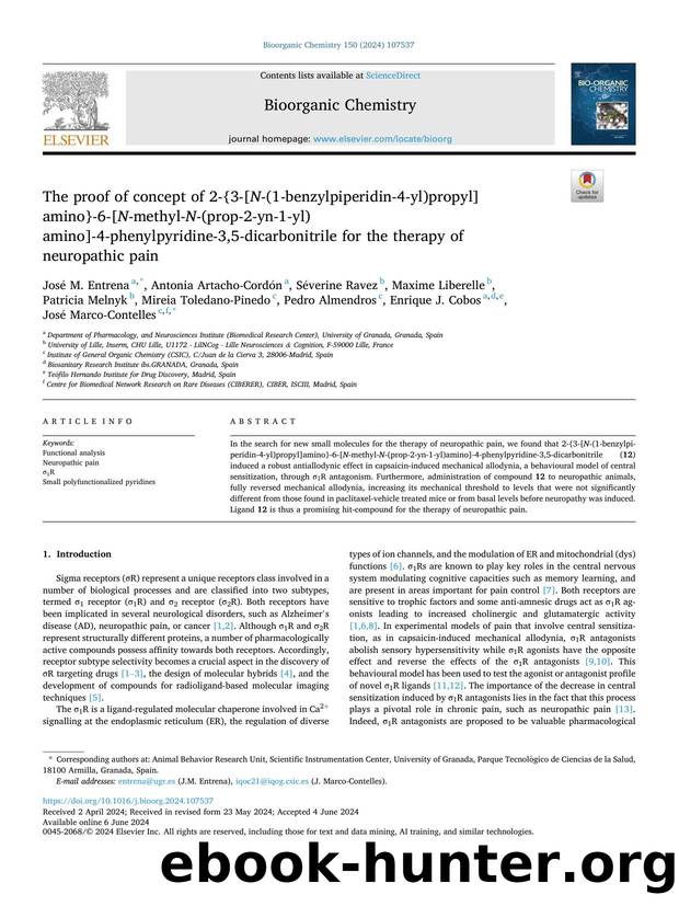 The proof of concept of 2-{3-[ N -(1-benzylpiperidin-4-yl)propyl]amino}-6-[ N -methyl- N -(prop-2-yn-1-yl)amino]-4-phenylpyridine-3,5-dicarbonitrile for the therapy of neuropathic pain by unknow