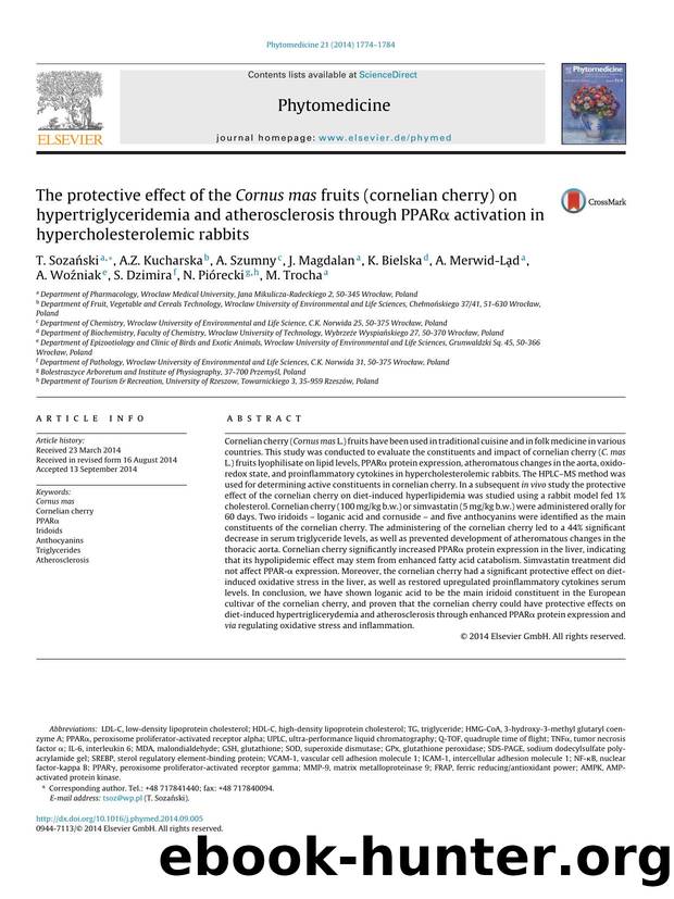 The protective effect of the Cornus mas fruits (cornelian cherry) on hypertriglyceridemia and atherosclerosis through PPARÎ± activation in hypercholesterolemic rabbits by unknow