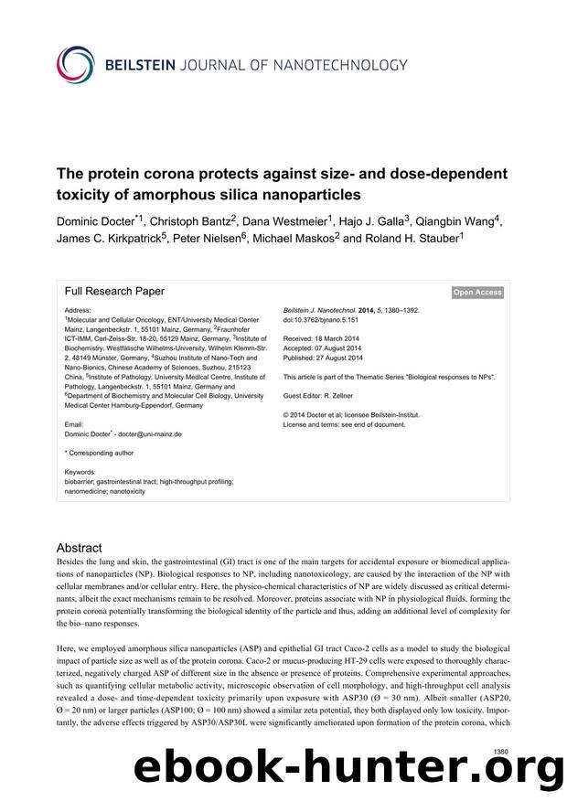 The protein corona protects against size- and dose-dependent toxicity of amorphous silica nanoparticles by unknow