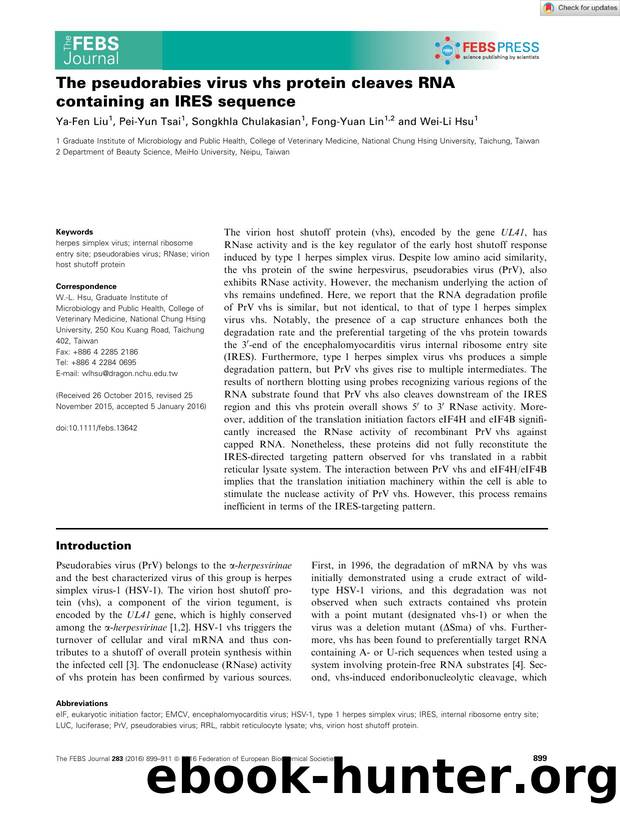 The pseudorabies virus vhs protein cleaves RNA containing an IRES sequence by Unknown