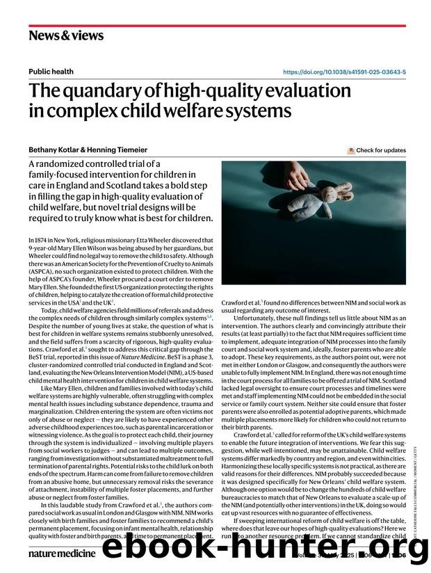 The quandary of high-quality evaluation in complex child welfare systems by Bethany Kotlar & Henning Tiemeier