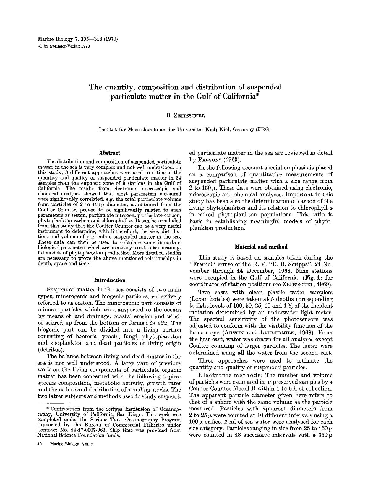 The quantity, composition and distribution of suspended particulate matter in the Gulf of California by Unknown