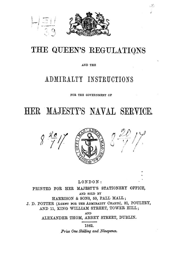 The queen's regulations and the admiralty instructions by 1862