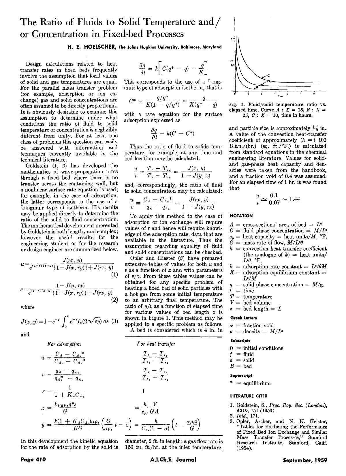 The ratio of fluids to solid temperature andor concentration in fixed-bed processes by Unknown