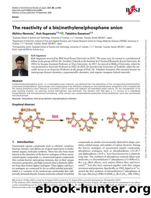 The reactivity of a bis(methylene)phosphane anion by Akihiro Nomoto & Koh Sugamata & Takahiro Sasamori
