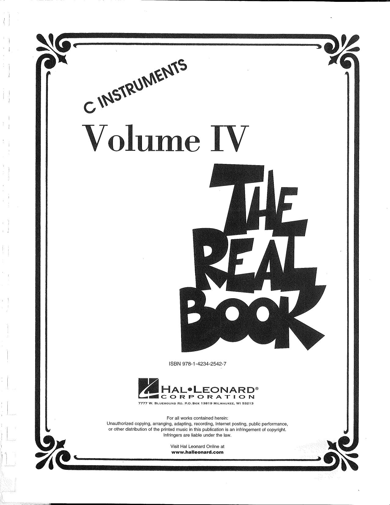 The real book. Volume IV, C instruments. by Hal Leonard