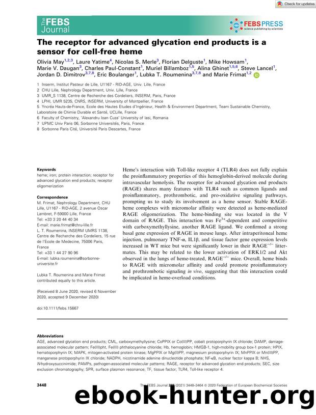 The receptor for advanced glycation end products is a sensor for cellâfree heme by Unknown