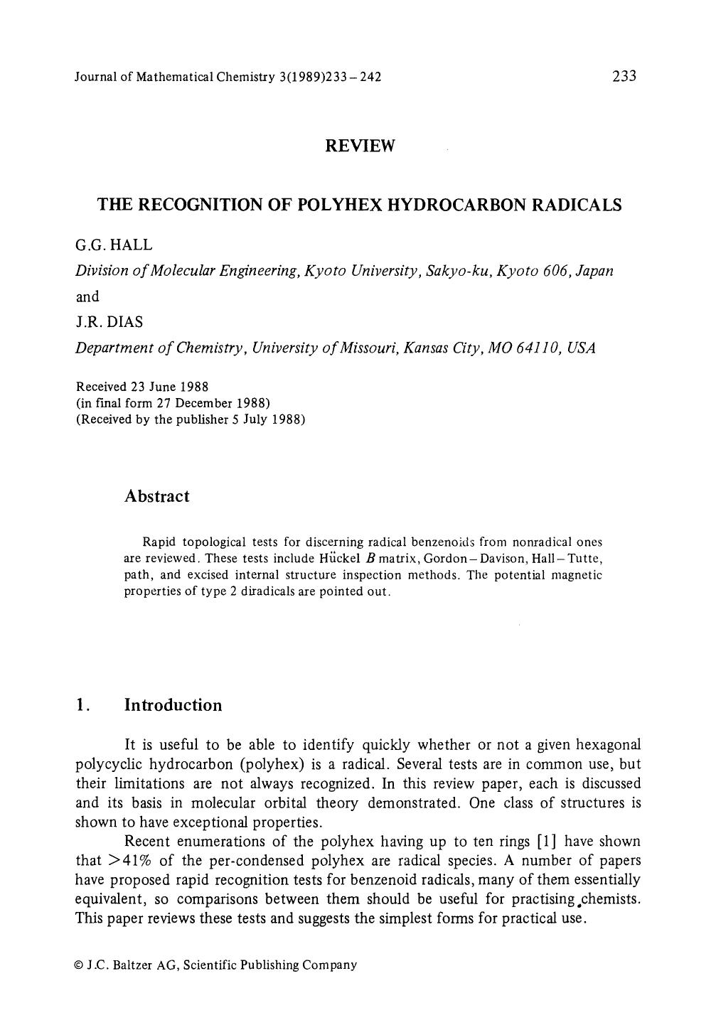 The recognition of polyrex hydrocarbon radicals by Unknown