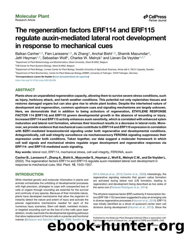 The regeneration factors ERF114 and ERF115 regulate auxin-mediated lateral root development in response to mechanical cues by unknow