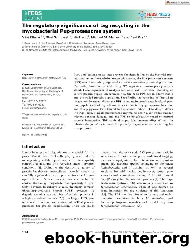 The regulatory significance of tag recycling in the mycobacterial Pupâproteasome system by Unknown
