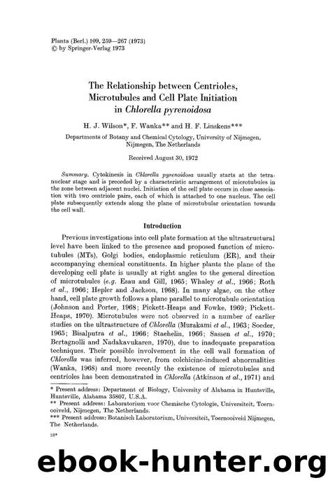 The relationship between centrioles, microtubules and cell plate initiation in <Emphasis Type="Italic">Chlorella pyrenoidosa<Emphasis> by Unknown