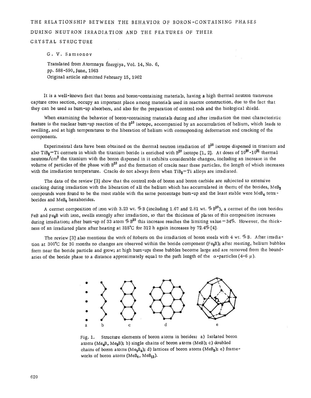 The relationship between the behavior of boron-containing phases during neutron irradiation and the features of their crystal structure by Unknown