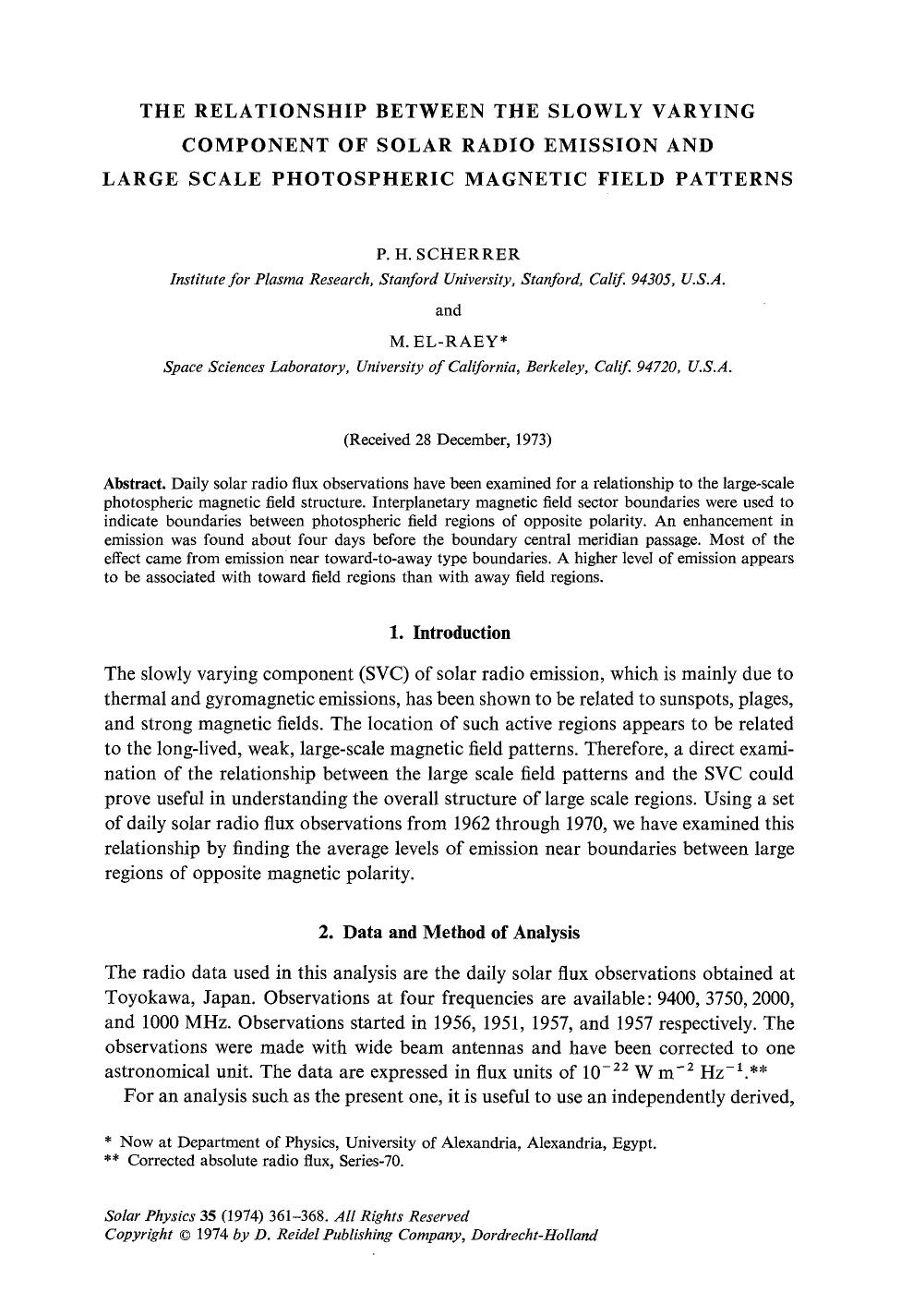 The relationship between the slowly varying component of solar radio emission and large scale photospheric magnetic field patterns by Unknown