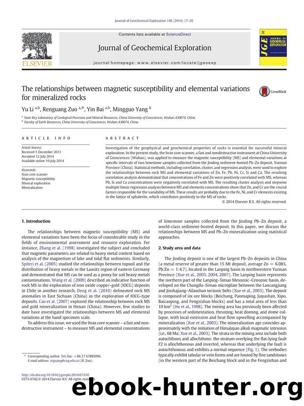 The relationships between magnetic susceptibility and elemental variations for mineralized rocks by Yu Li & Renguang Zuo & Yin Bai & Mingguo Yang