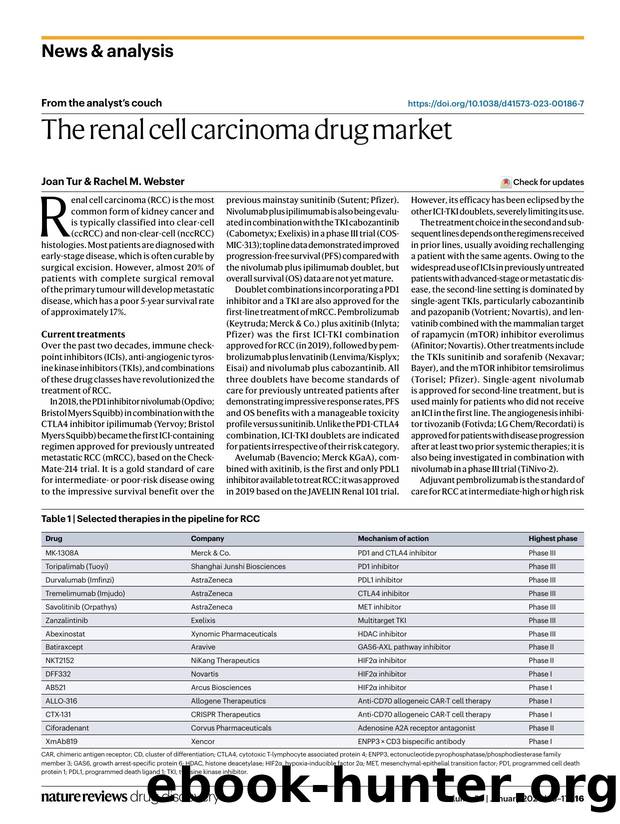 The renal cell carcinoma drug market by Joan Tur & Rachel M. Webster