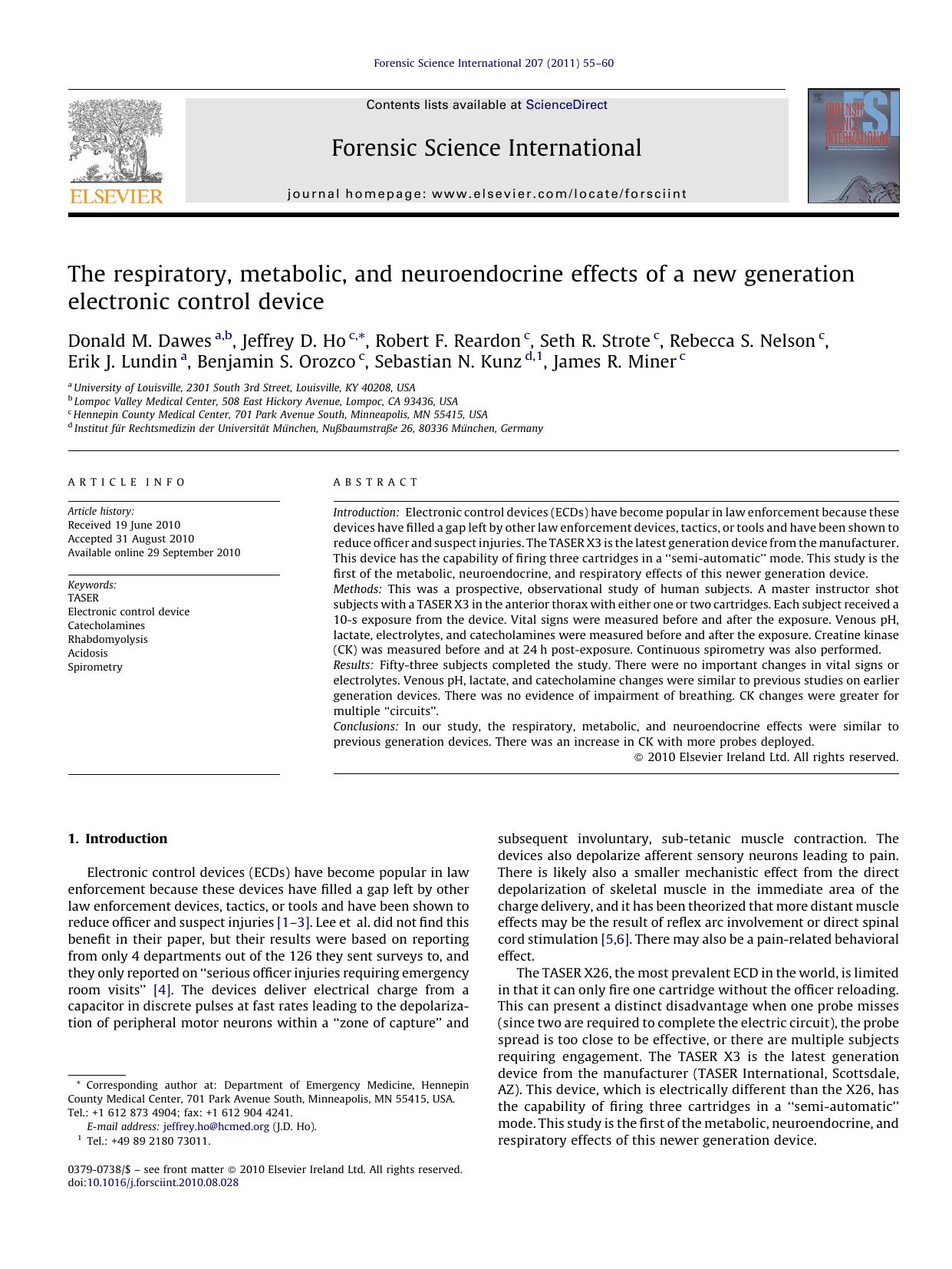 The respiratory, metabolic, and neuroendocrine effects of a new generation electronic control device by Donald M. Dawes