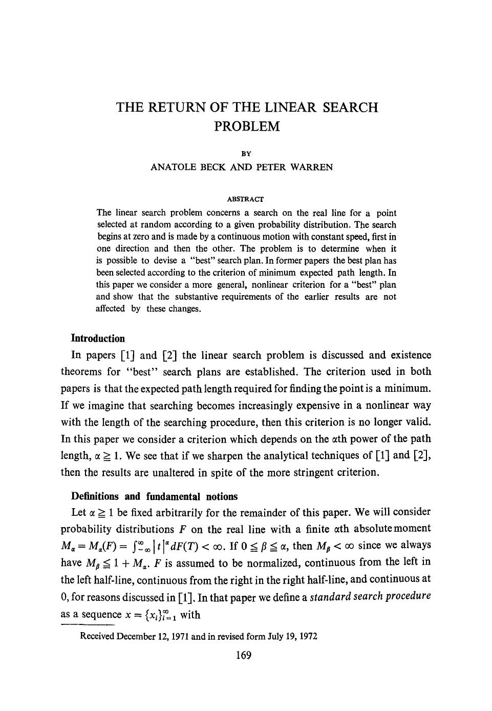 The return of the linear search problem by Unknown