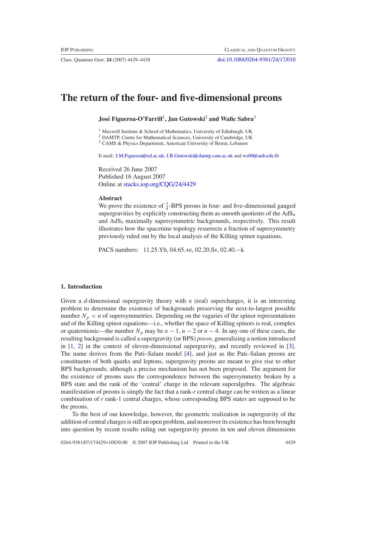 The return of the preons by J Figueroa-OaposFarrill et al