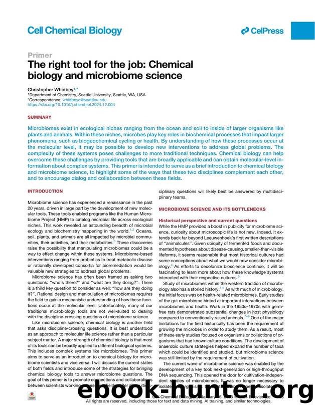 The right tool for the job: Chemical biology and microbiome science by Christopher Whidbey