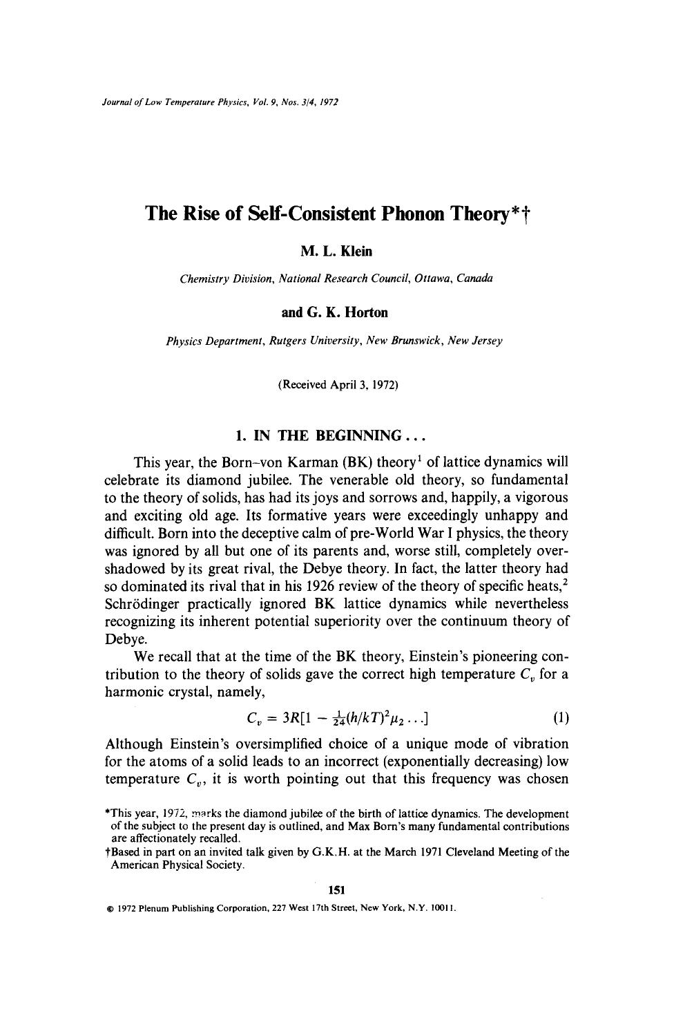 The rise of self-consistent phonon theory by Unknown