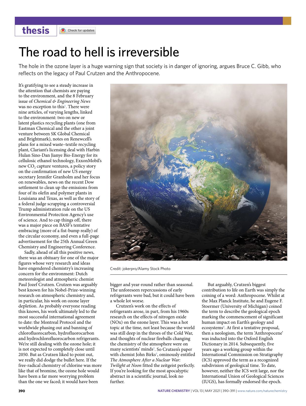 The road to hell is irreversible by Bruce C. Gibb