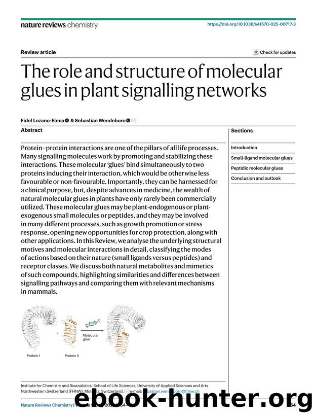 The role and structure of molecular glues in plant signalling networks by Fidel Lozano-Elena & Sebastian Wendeborn