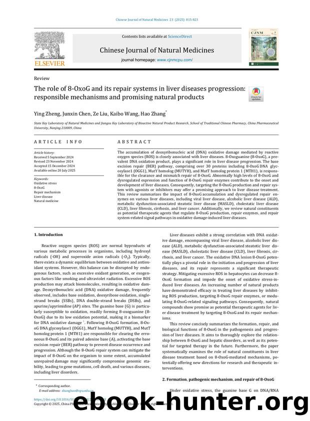 The role of 8-OxoG and its repair systems in liver diseases progression: responsible mechanisms and promising natural products by Ying Zheng & Junxin Chen & Ze Liu & Kaibo Wang & Hao Zhang