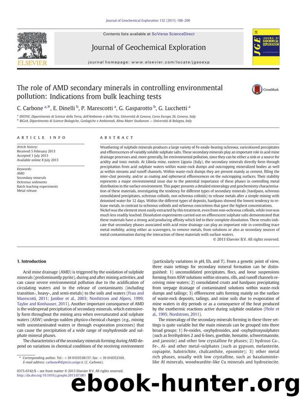 The role of AMD secondary minerals in controlling environmental pollution: Indications from bulk leaching tests by C. Carbone & E. Dinelli & P. Marescotti & G. Gasparotto & G. Lucchetti