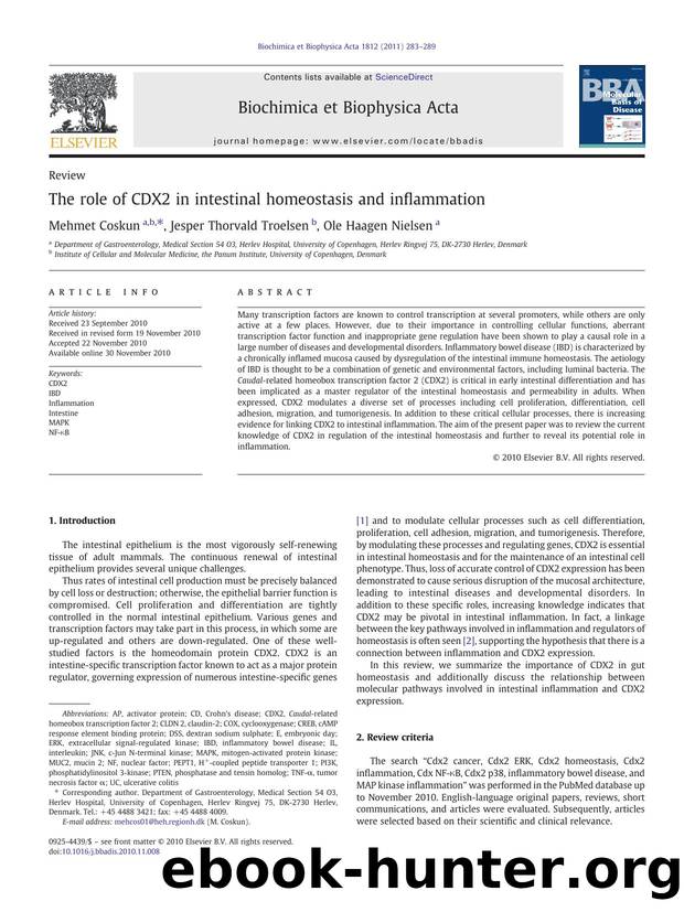 The role of CDX2 in intestinal homeostasis and inflammation by Mehmet Coskun